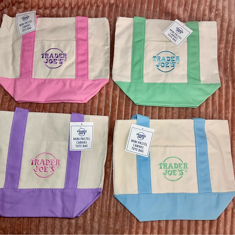 Trader Joe's Mini Pastel Canvas Tote Bags